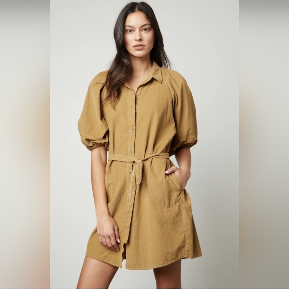 Velvet‎ by Graham and Spencer Kady Dress in Latte Women’s S Corduroy Tie Waist